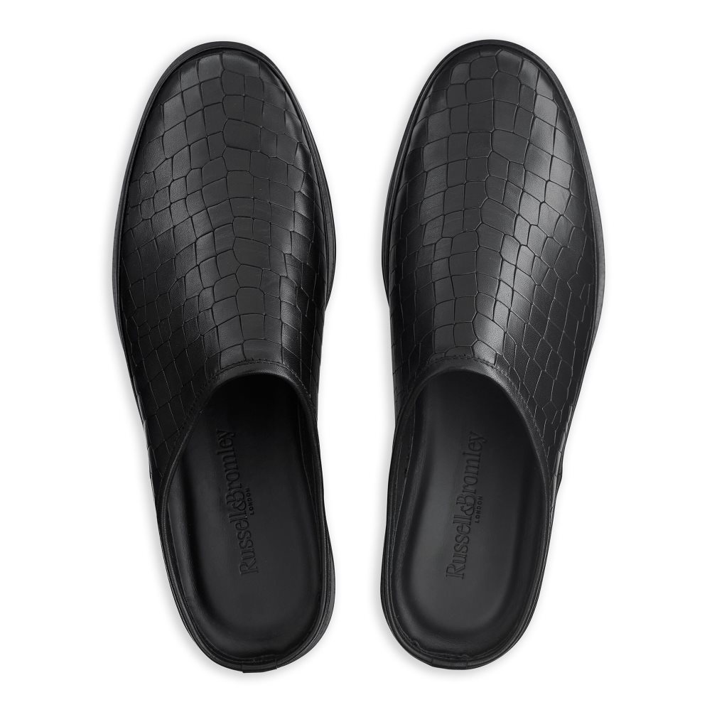 Black Russell And Bromley San Cataldo Men's Mules | CA-7523S