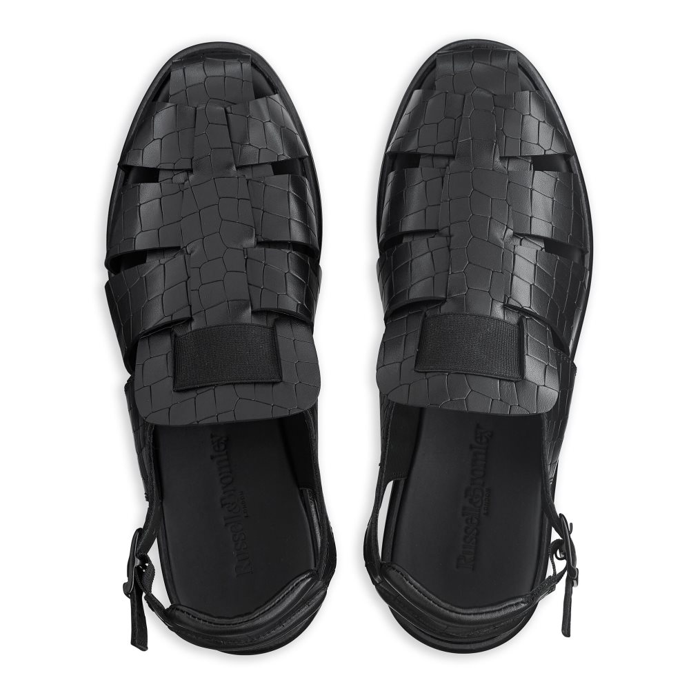Black Russell And Bromley San Cono Buckle Closed Toe Men's Sandals | CA-0158P
