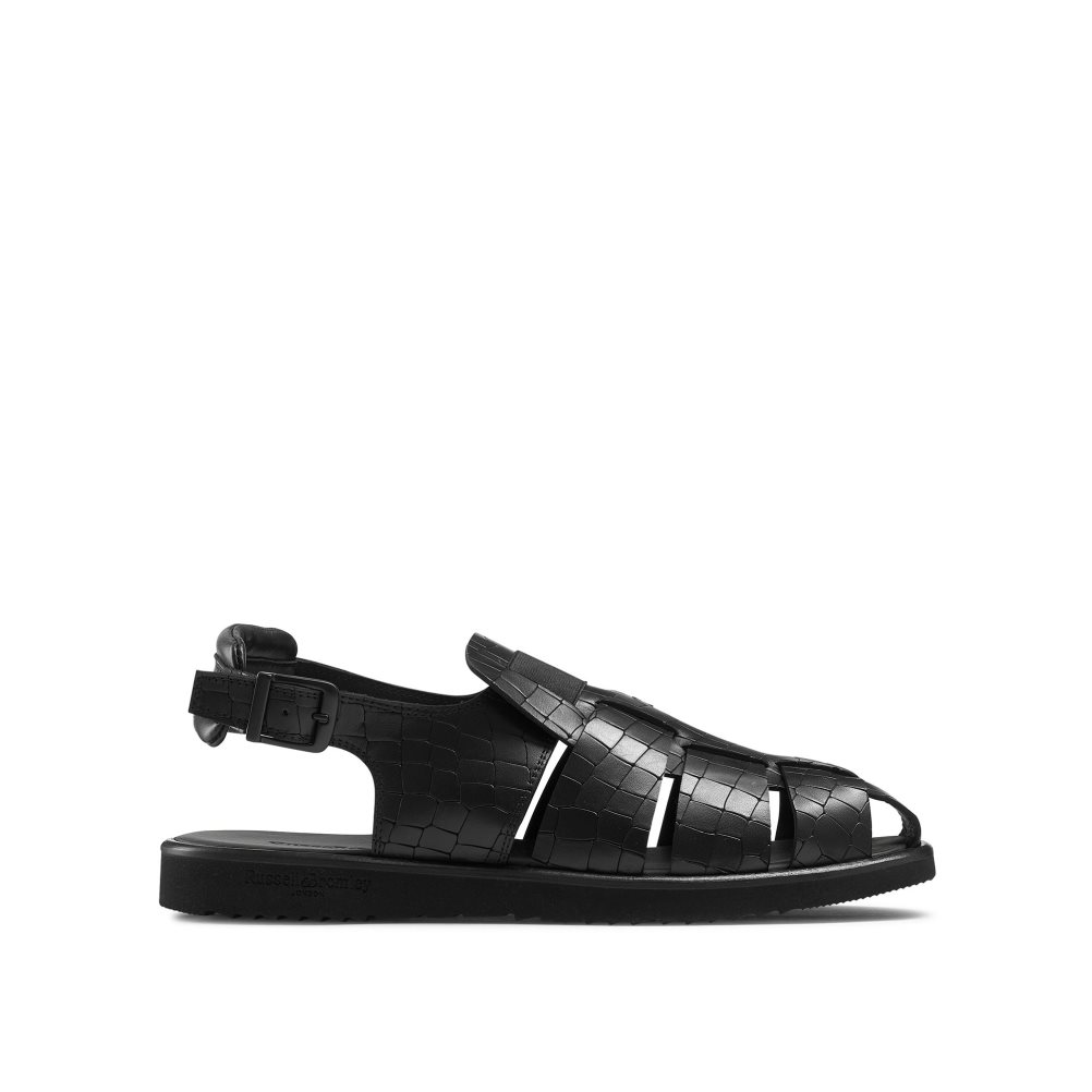 Black Russell And Bromley San Cono Buckle Closed Toe Men\'s Sandals | CA-0158P