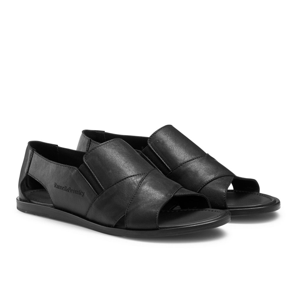 Black Russell And Bromley San Domino Open Toe Slip On Men's Casual Shoes | CA-5102Y