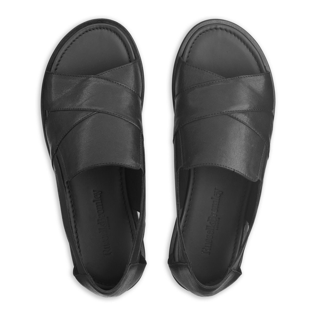 Black Russell And Bromley San Domino Open Toe Slip On Men's Casual Shoes | CA-5102Y