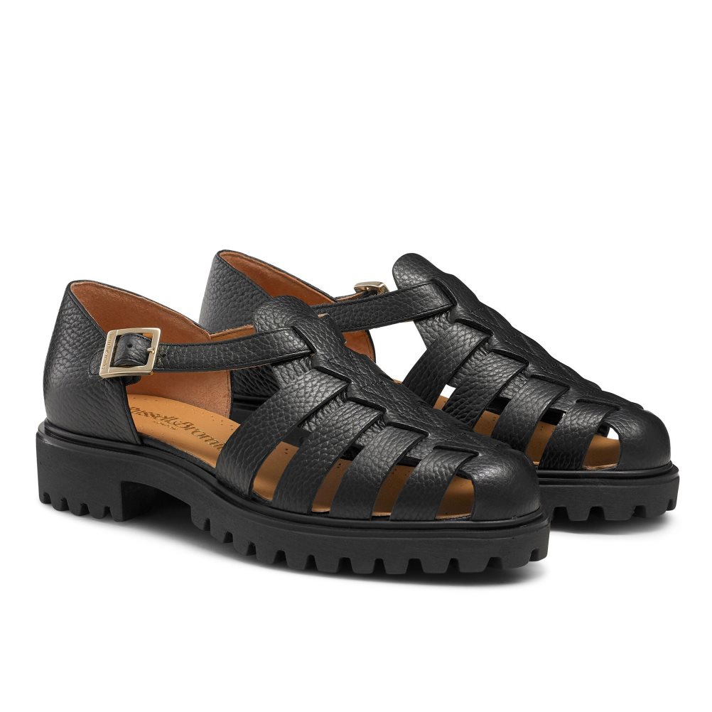 Black Russell And Bromley Sicily Chunky Fisherman Women's Flat Sandals | CA-8214N