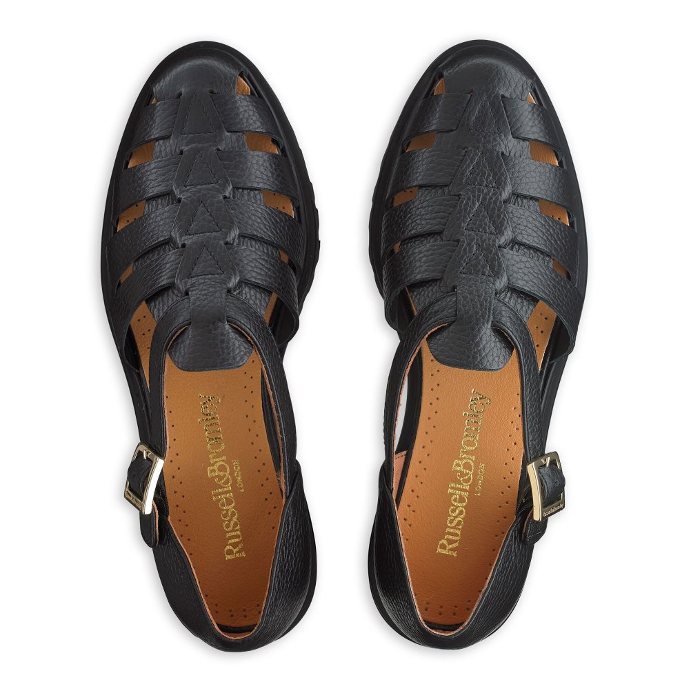 Black Russell And Bromley Sicily Chunky Fisherman Women's Flat Sandals | CA-8214N