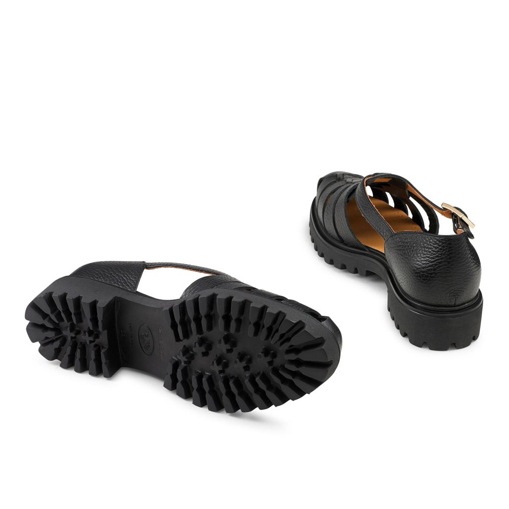 Black Russell And Bromley Sicily Chunky Fisherman Women's Flat Sandals | CA-8214N