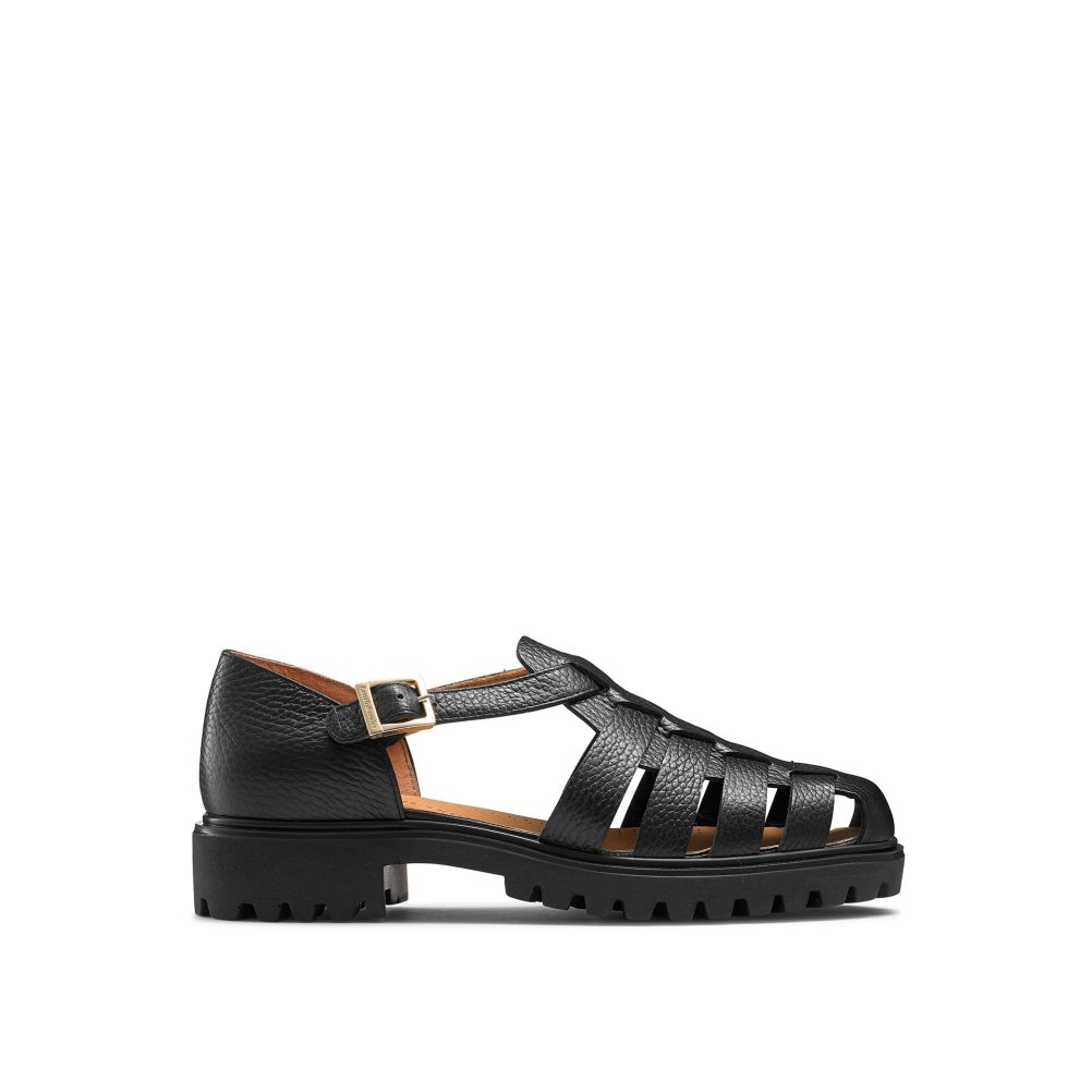 Black Russell And Bromley Sicily Chunky Fisherman Women\'s Flat Sandals | CA-8214N