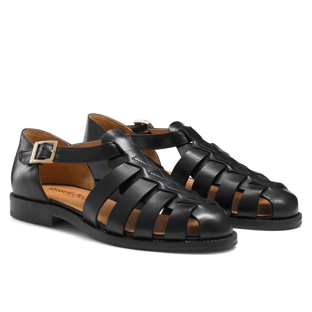 Black Russell And Bromley Siracuse Fisherman Women's Flat Sandals | CA-9318P