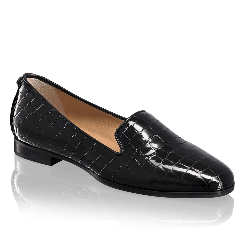 Black Russell And Bromley Smoking Dress Women's Ballet Flats | CA-6158Y