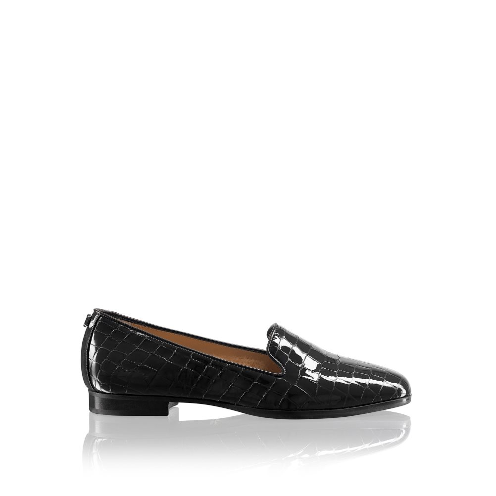 Black Russell And Bromley Smoking Dress Women\'s Ballet Flats | CA-6158Y