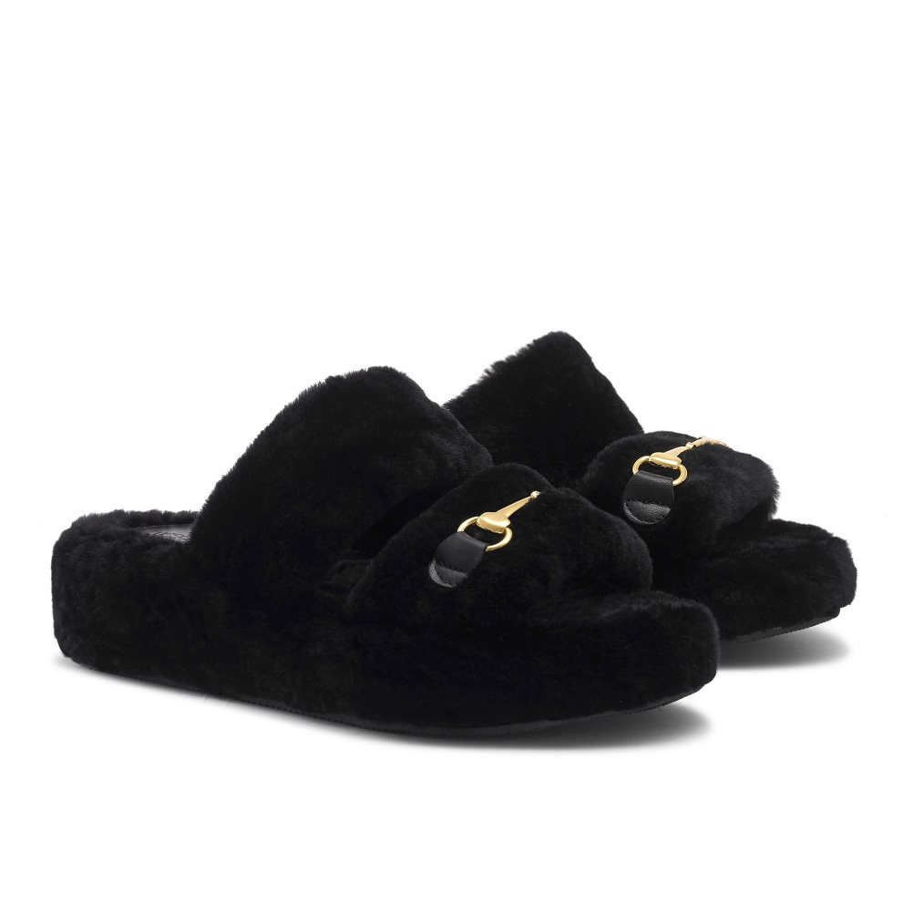 Black Russell And Bromley Snuggle Open Women's Slippers | CA-0316L