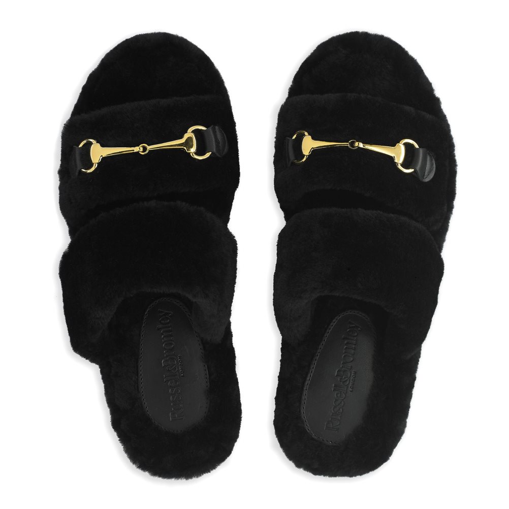 Black Russell And Bromley Snuggle Open Women's Slippers | CA-0316L