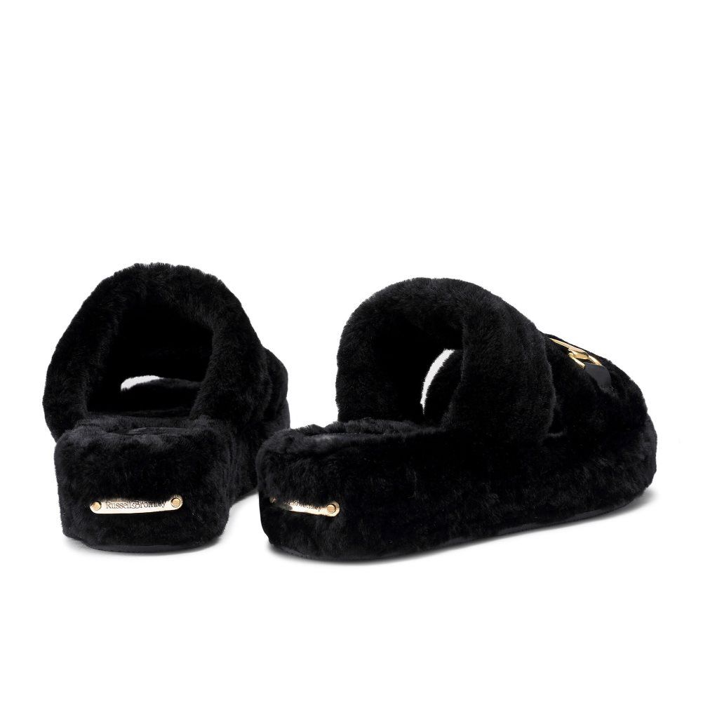 Black Russell And Bromley Snuggle Open Women's Slippers | CA-0316L
