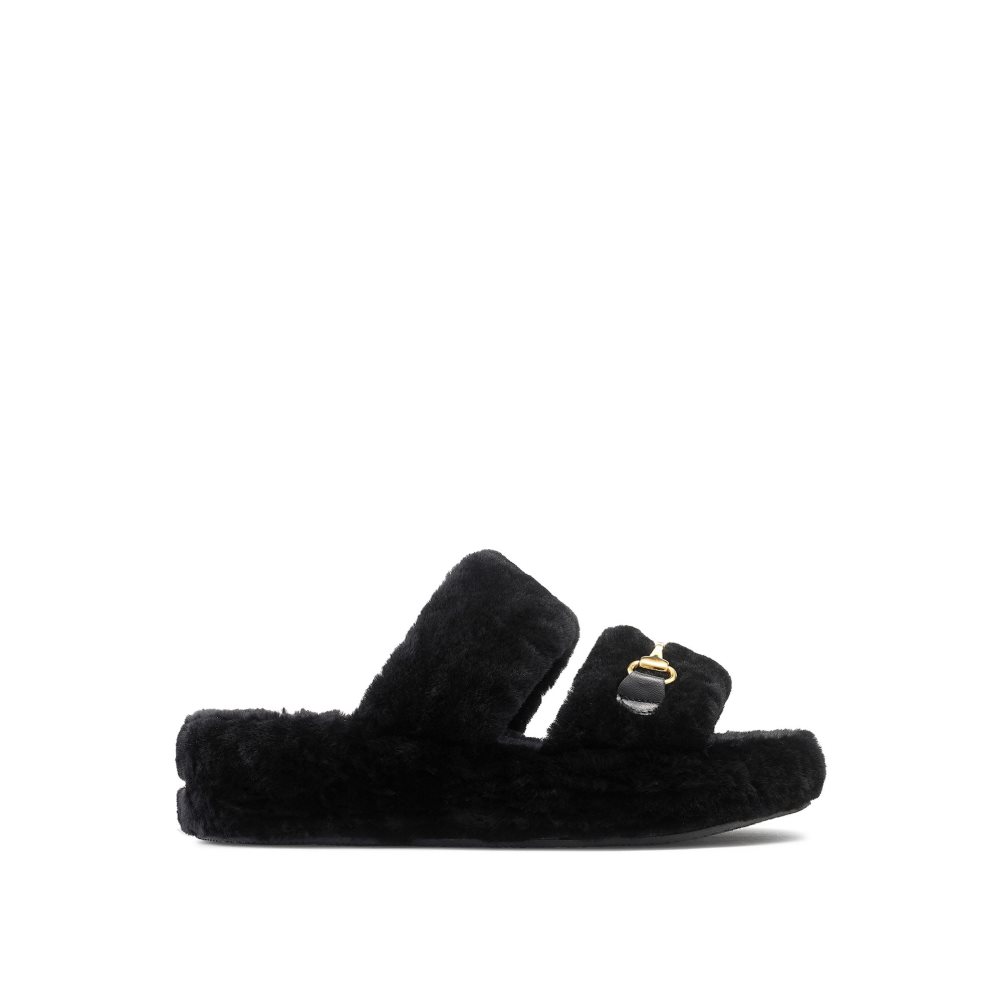 Black Russell And Bromley Snuggle Open Women\'s Slippers | CA-0316L