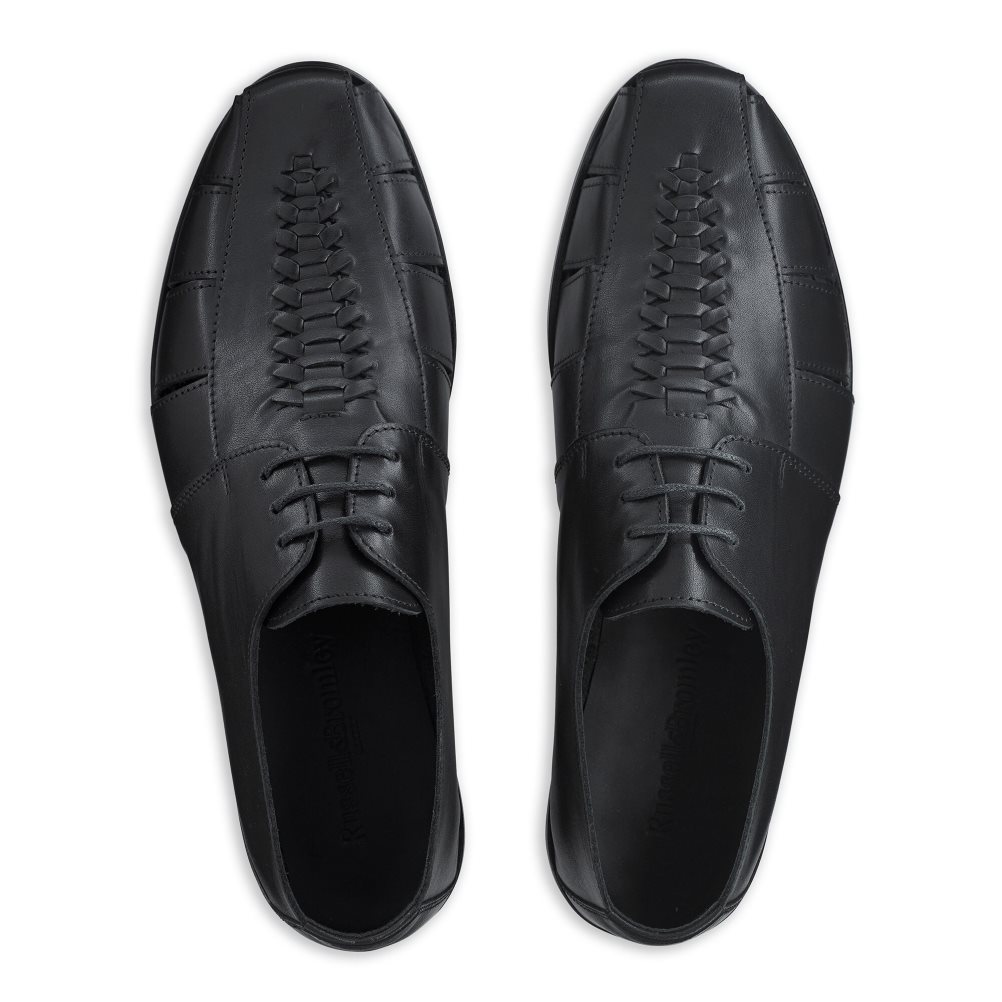 Black Russell And Bromley Southbound Weave Detail Men's Derby Shoes | CA-4139J
