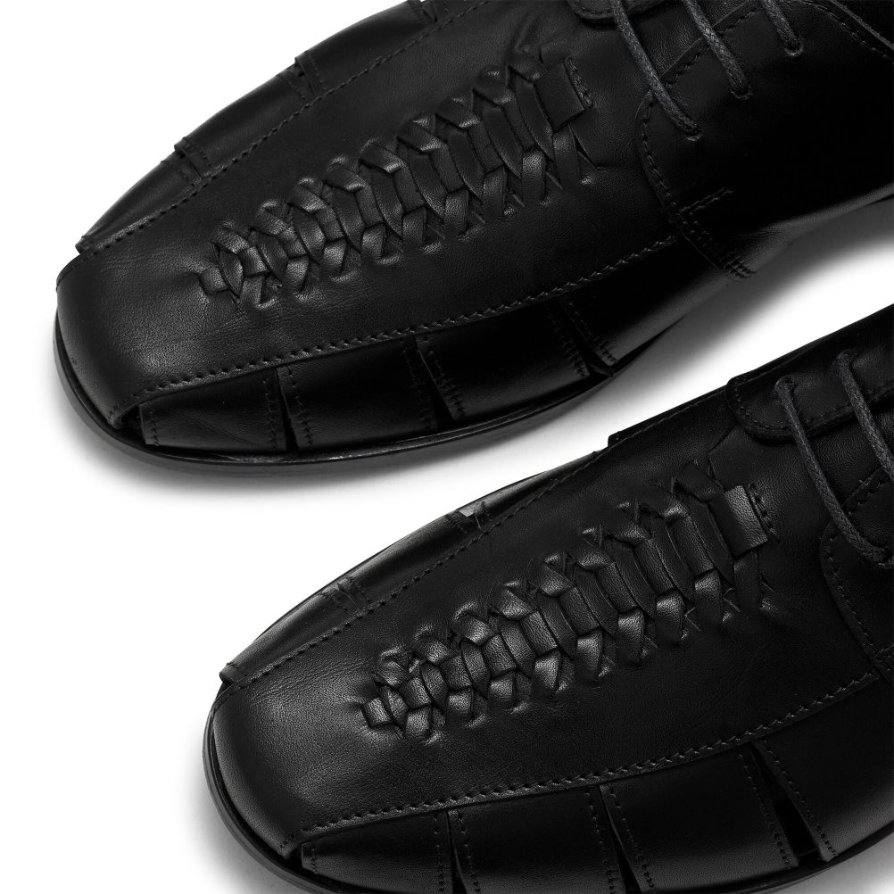 Black Russell And Bromley Southbound Weave Detail Men's Derby Shoes | CA-4139J