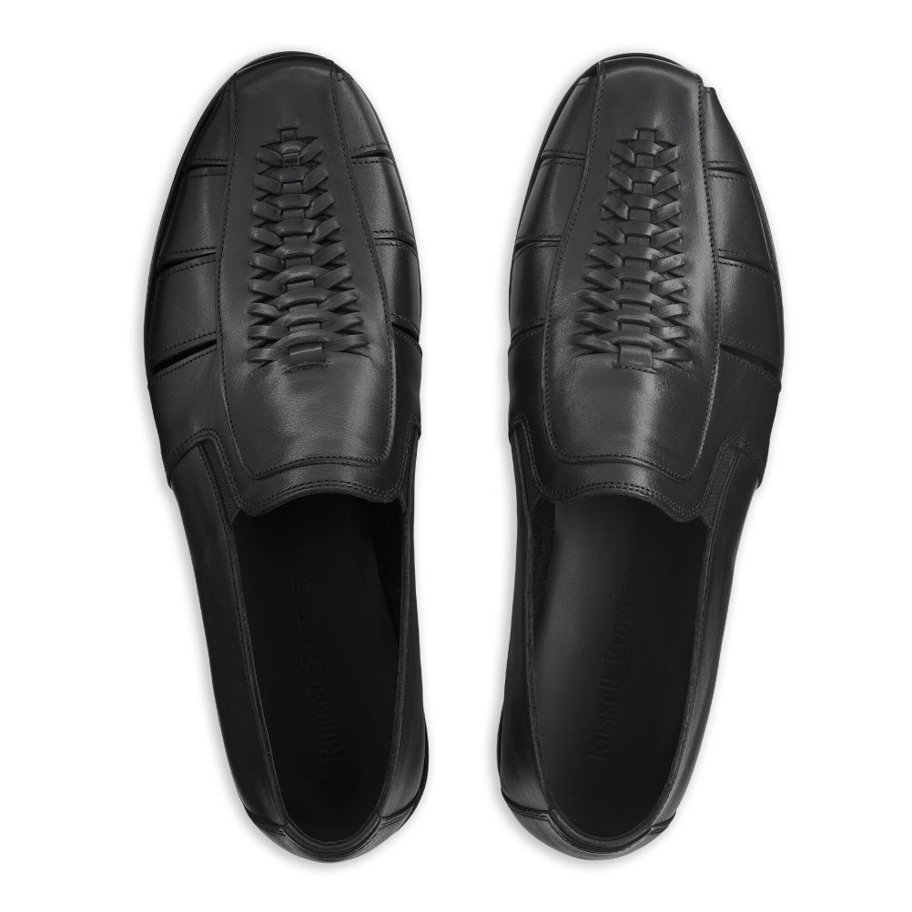 Black Russell And Bromley Southend Weave Detail Slip On Men's Casual Shoes | CA-2109Y