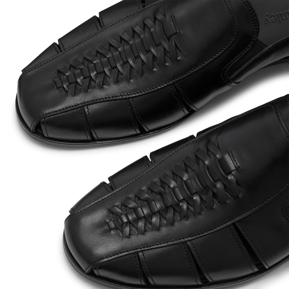 Black Russell And Bromley Southend Weave Detail Slip On Men's Casual Shoes | CA-2109Y