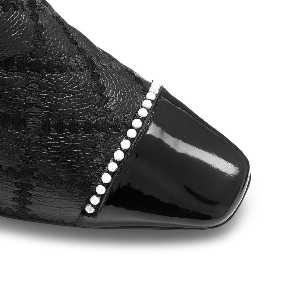 Black Russell And Bromley Stitch Pearl Toe Women's Ankle Boots | CA-3027S