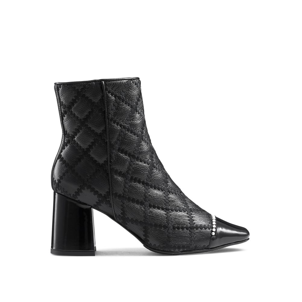 Black Russell And Bromley Stitch Pearl Toe Women\'s Ankle Boots | CA-3027S