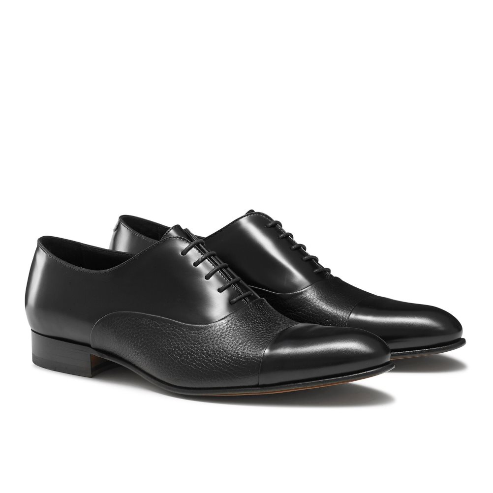 Black Russell And Bromley Stratus Toe Cap Oxford Men's Formal Shoes | CA-0157X
