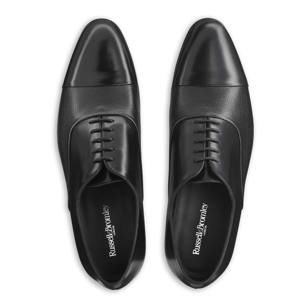 Black Russell And Bromley Stratus Toe Cap Oxford Men's Formal Shoes | CA-0157X