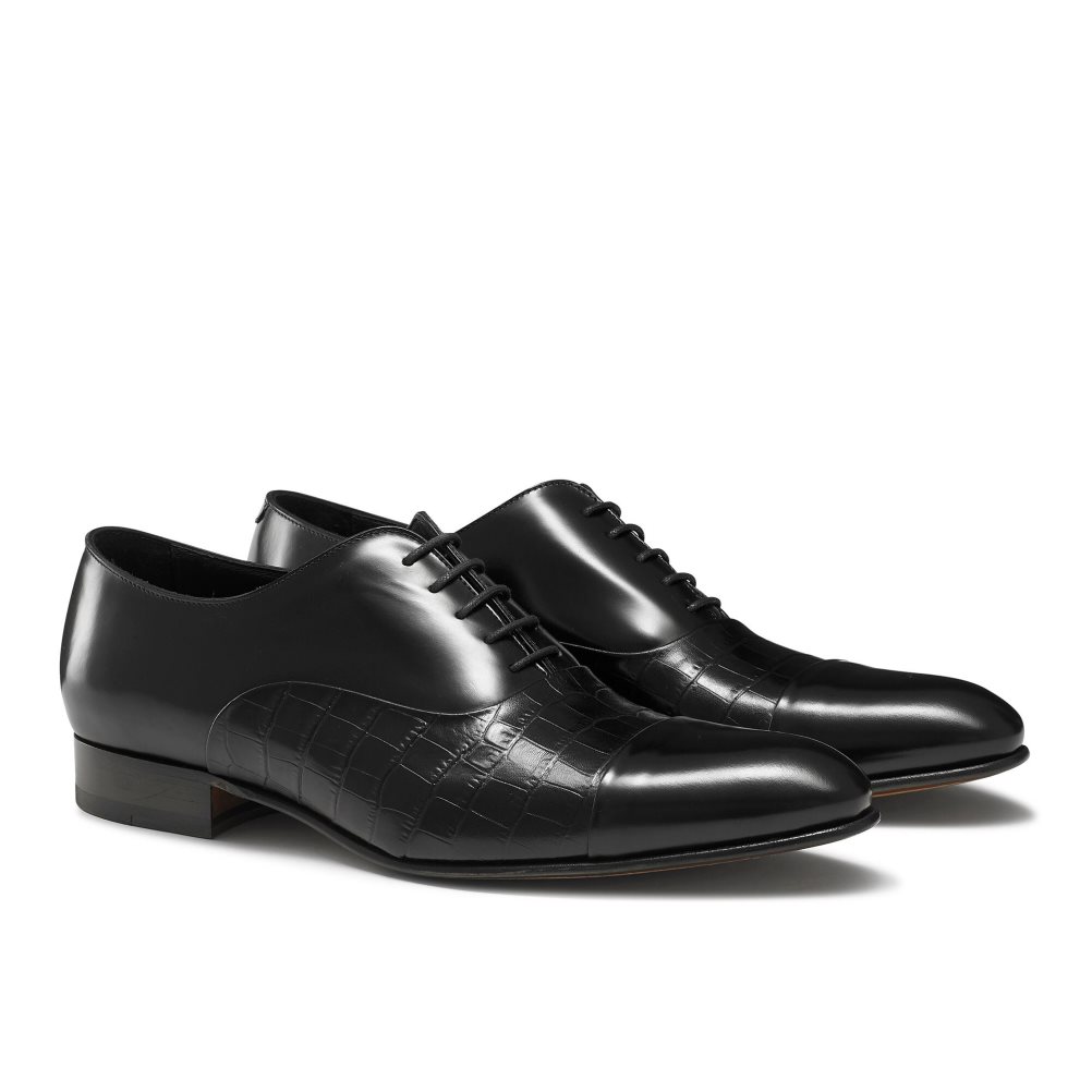 Black Russell And Bromley Stratus Toe Cap Oxford Men's Formal Shoes | CA-3461J