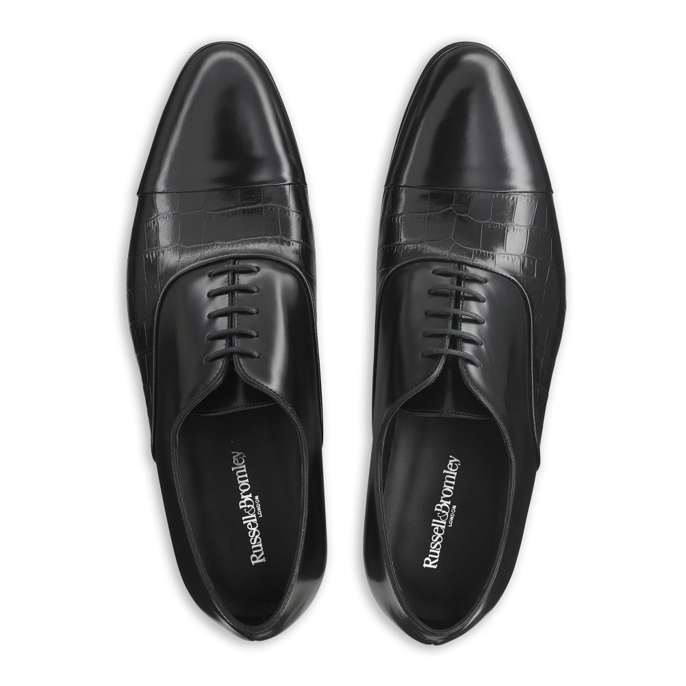 Black Russell And Bromley Stratus Toe Cap Oxford Men's Formal Shoes | CA-3461J