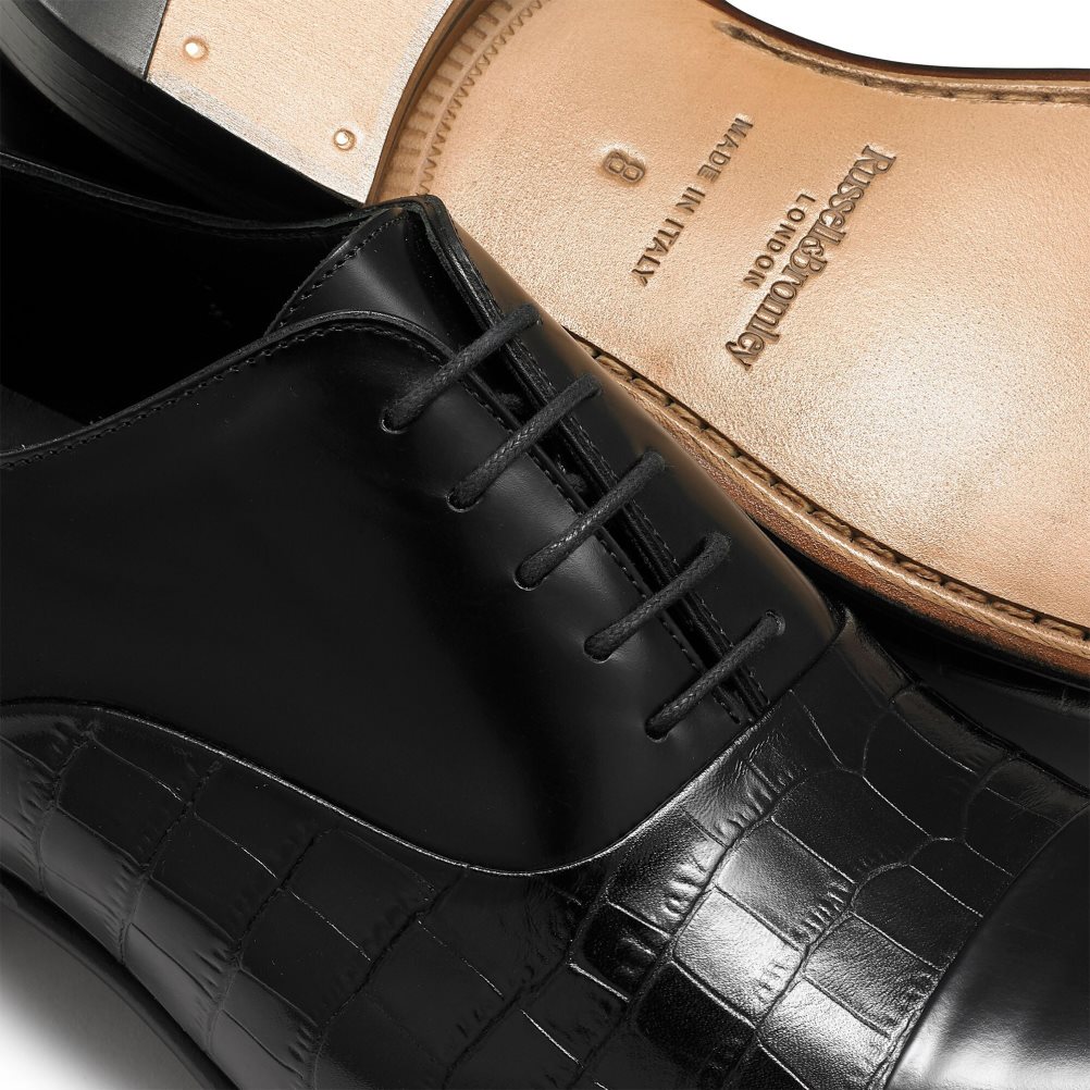 Black Russell And Bromley Stratus Toe Cap Oxford Men's Formal Shoes | CA-3461J
