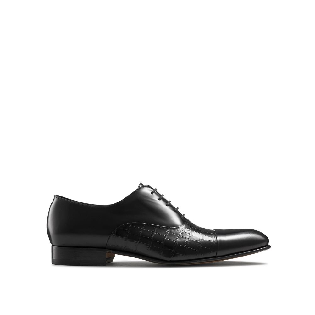 Black Russell And Bromley Stratus Toe Cap Oxford Men\'s Formal Shoes | CA-3461J