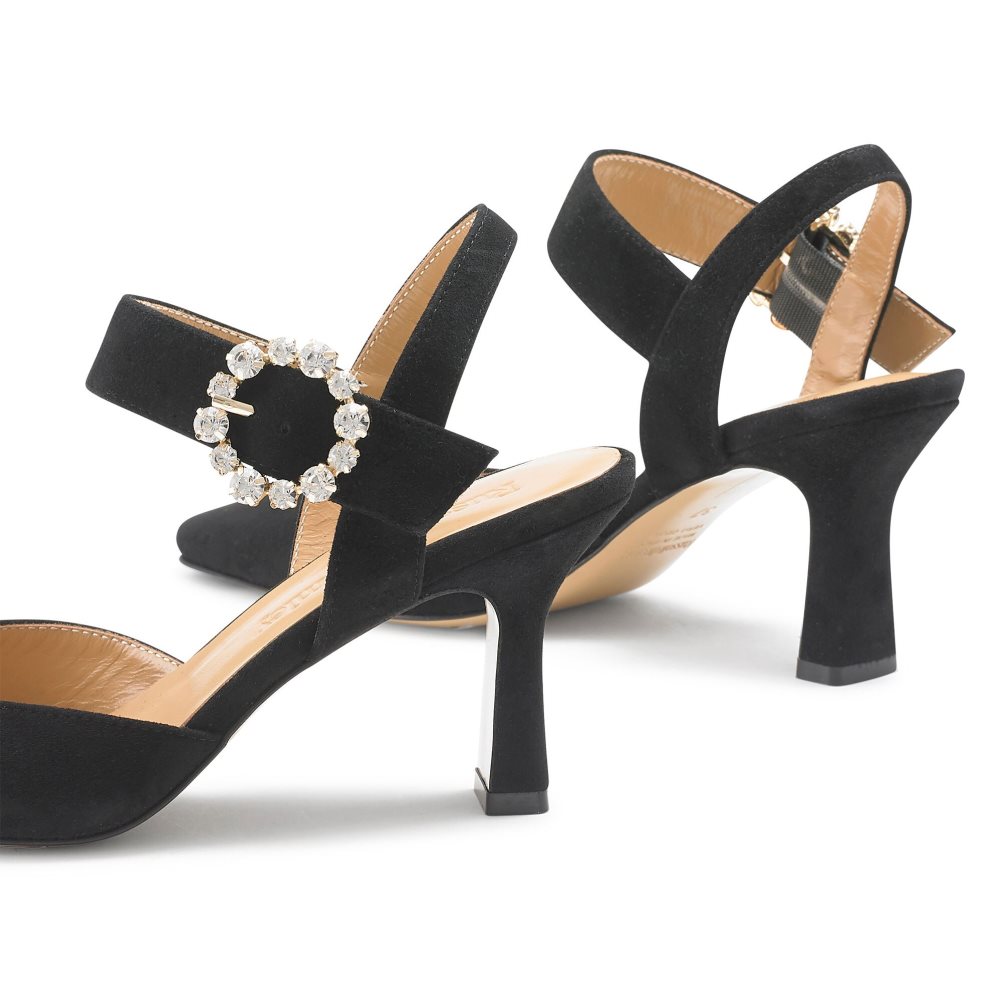 Black Russell And Bromley Strictly Embellished Court Women's Heels | CA-7260K