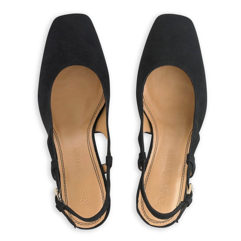 Black Russell And Bromley Sugar Pie Slingback Block Women's Heels | CA-2097S