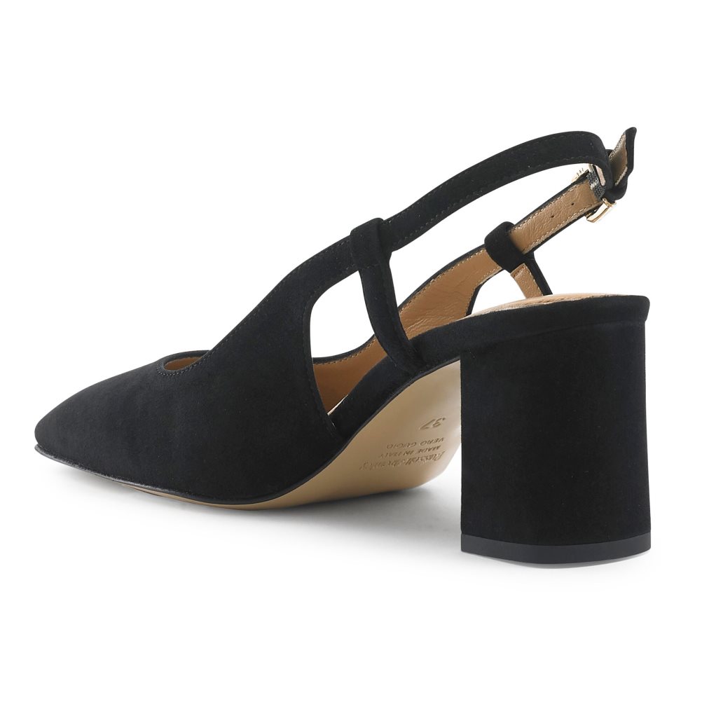 Black Russell And Bromley Sugar Pie Slingback Block Women's Heels | CA-2097S