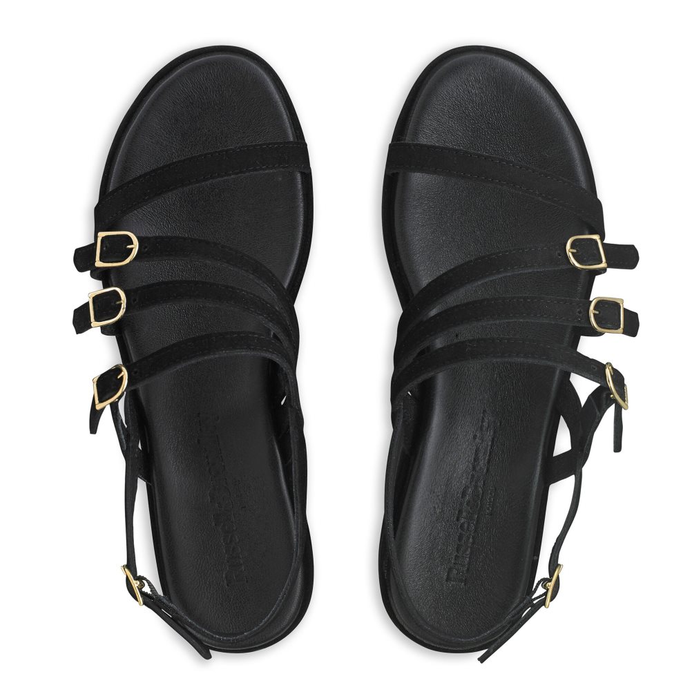 Black Russell And Bromley Sunshine Buckle Women's Wedges | CA-6258N