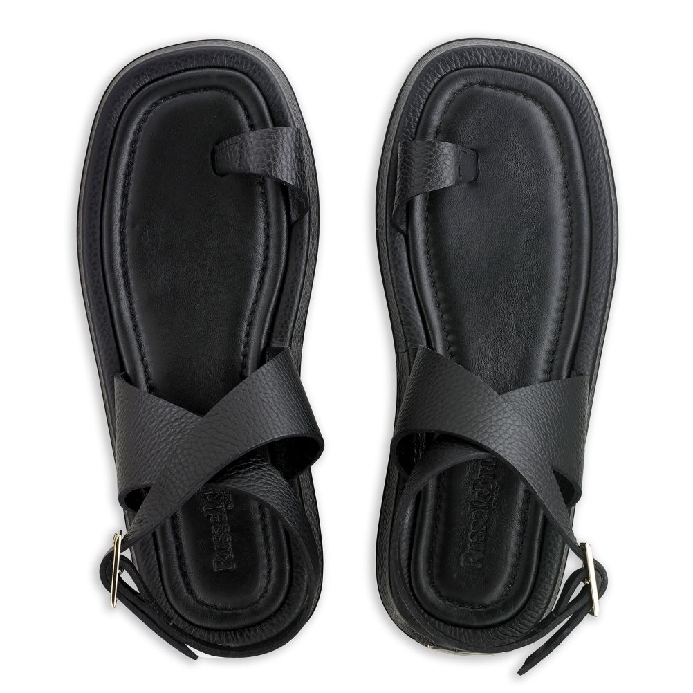 Black Russell And Bromley Toetally Women's Flat Sandals | CA-2514Q