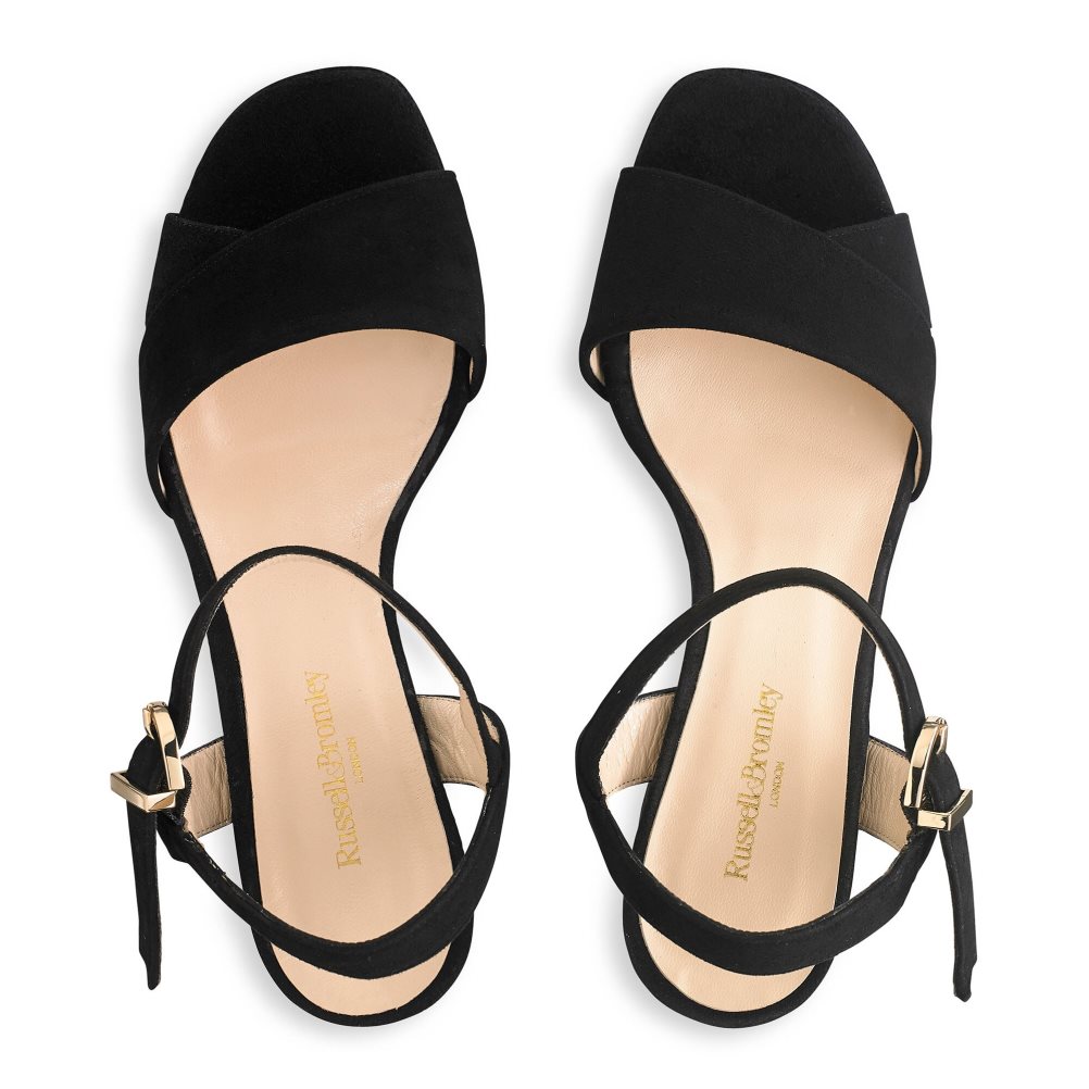 Black Russell And Bromley Topform Platform Women's Heels Sandals | CA-2749I