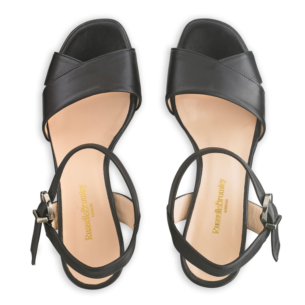 Black Russell And Bromley Topform Platform Women's Heels Sandals | CA-9064C