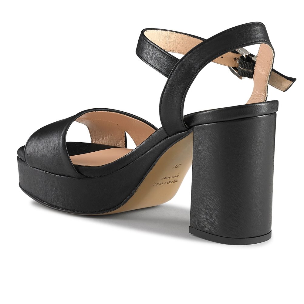 Black Russell And Bromley Topform Platform Women's Heels Sandals | CA-9064C