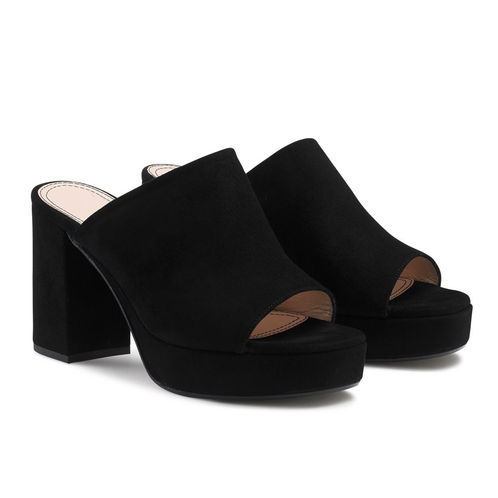 Black Russell And Bromley Topmule Platform Women's Mules | CA-5487A