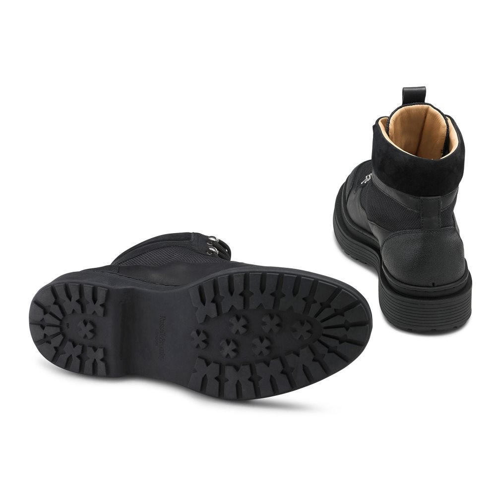 Black Russell And Bromley Trail Hiker Lace Men's Ankle Boots | CA-7531I