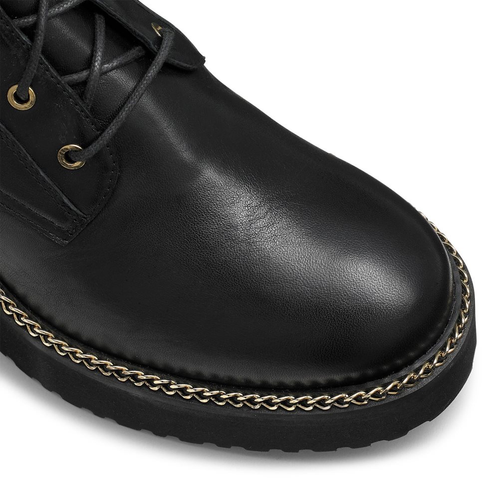Black Russell And Bromley Wedge Fund Lace Up Women's Wedge Boots | CA-0642O