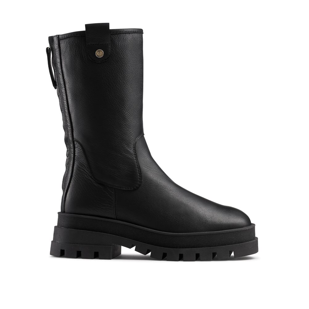 Black Russell And Bromley Work It Zip Back Worker Women\'s Ankle Boots | CA-6753X