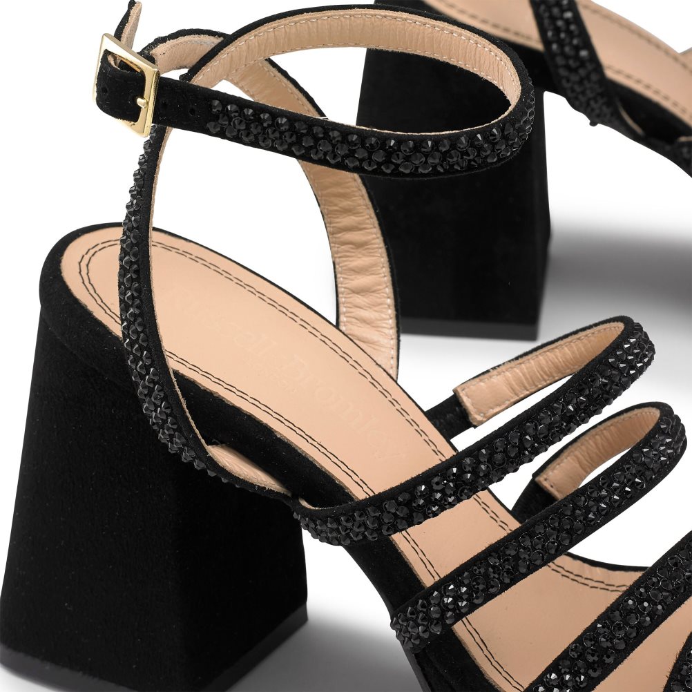 Black Russell And Bromley Yeahbaby+ Jewelled Strappy Women's Heels Sandals | CA-5046X