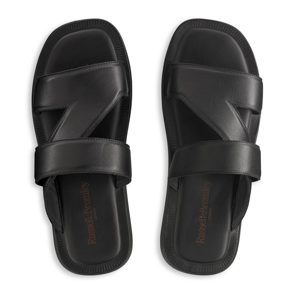 Black Russell And Bromley Zeus Men's Slide Sandals | CA-3869S