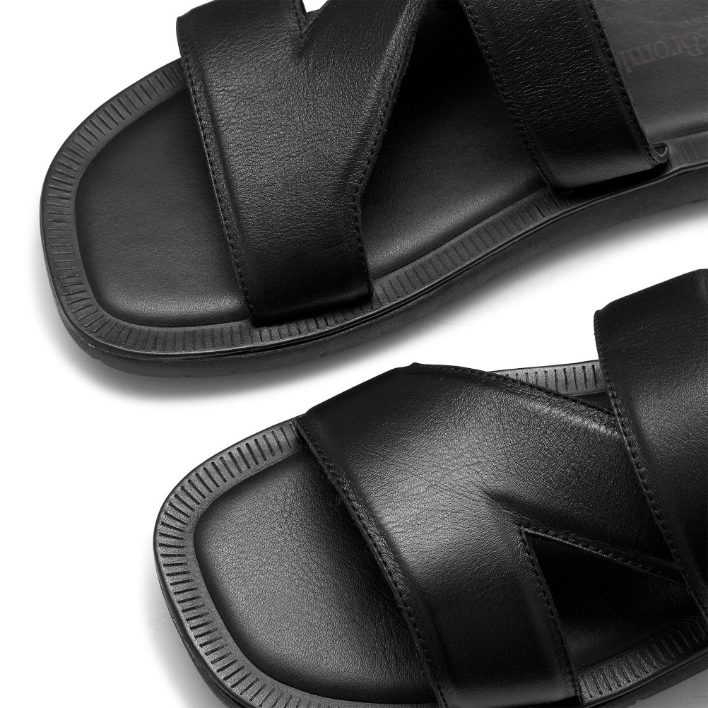 Black Russell And Bromley Zeus Men's Slide Sandals | CA-3869S