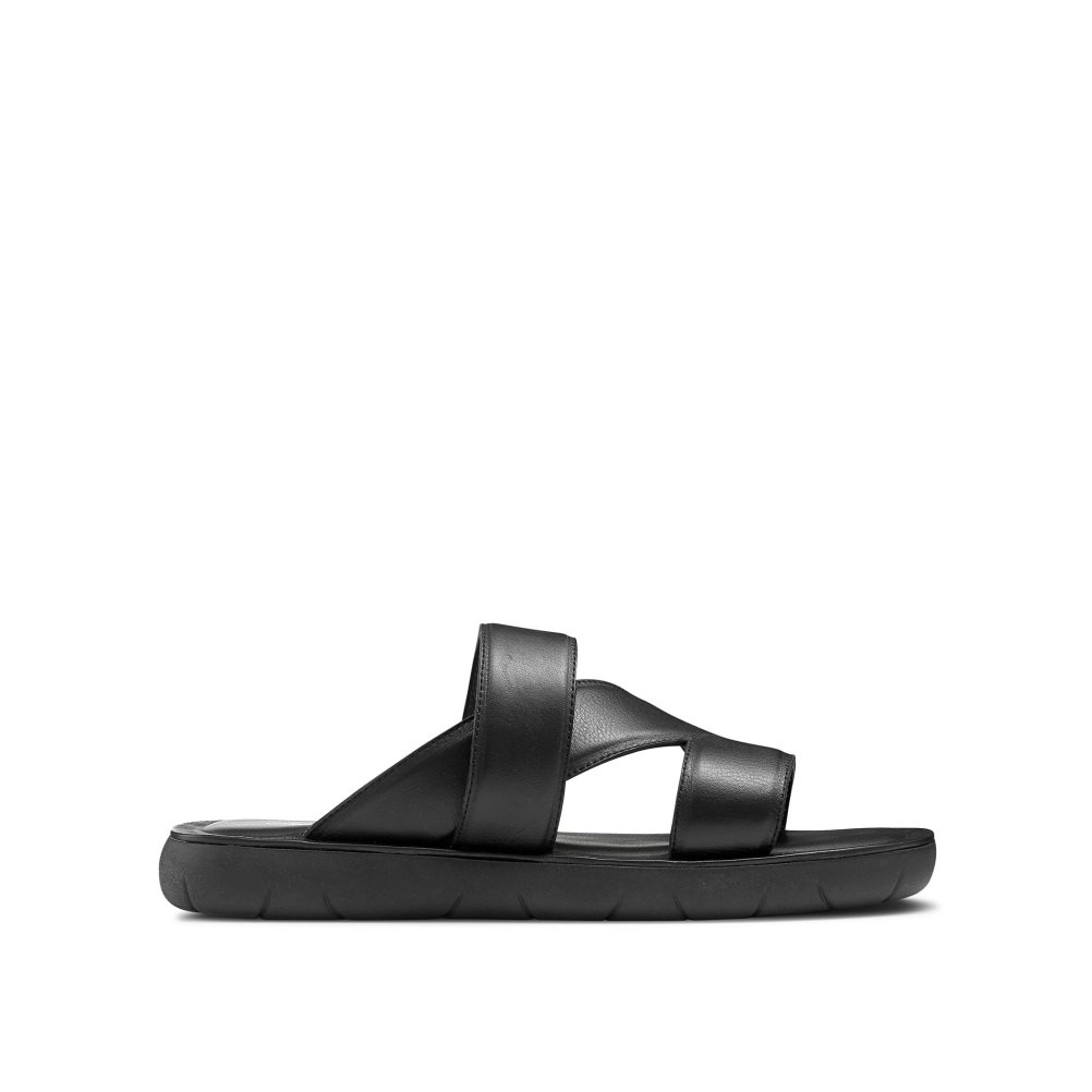 Black Russell And Bromley Zeus Men\'s Slide Sandals | CA-3869S