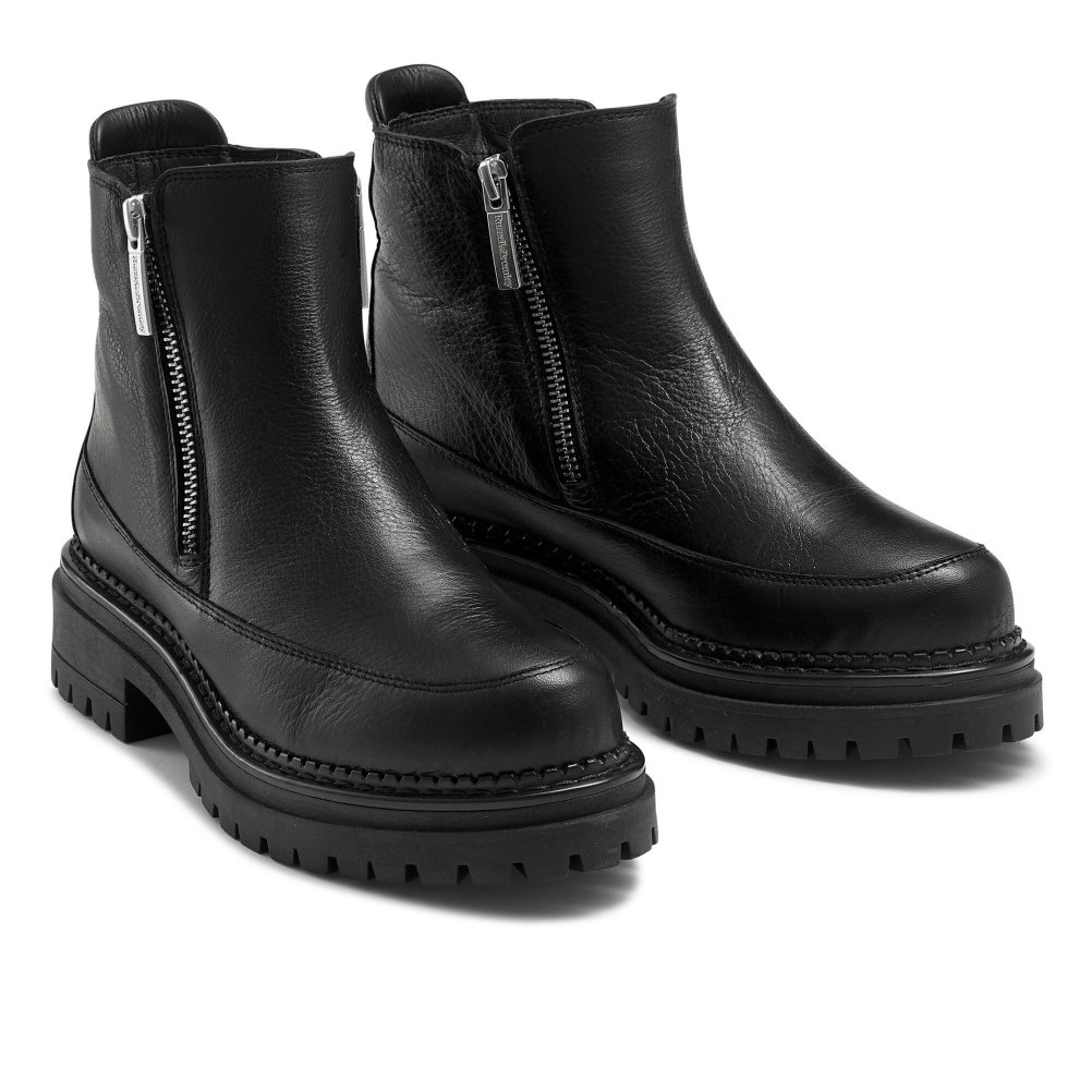Black Russell And Bromley Zip It Double Zip Women's Combat Boots | CA-5160N