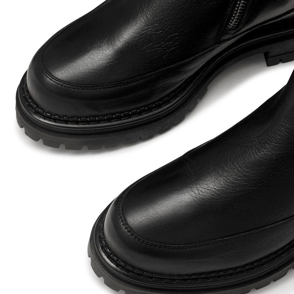 Black Russell And Bromley Zip It Double Zip Women's Combat Boots | CA-5160N