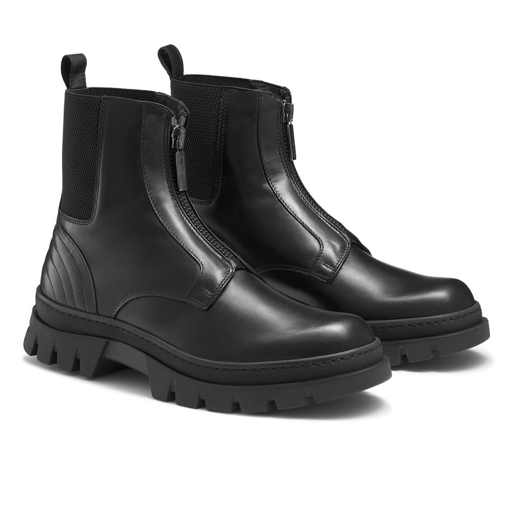 Black Russell And Bromley Zip Wire Dryleks Zip Up Men's Ankle Boots | CA-0653O