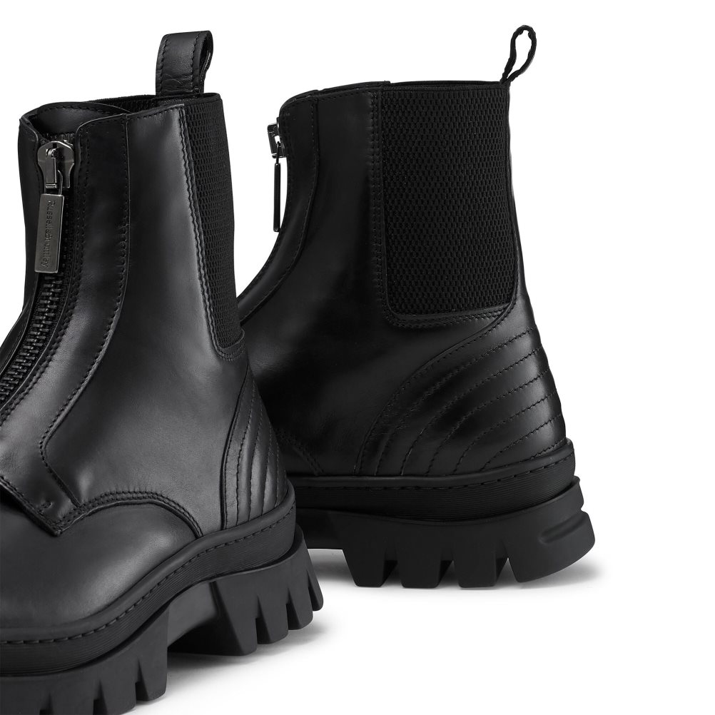 Black Russell And Bromley Zip Wire Dryleks Zip Up Men's Ankle Boots | CA-0653O