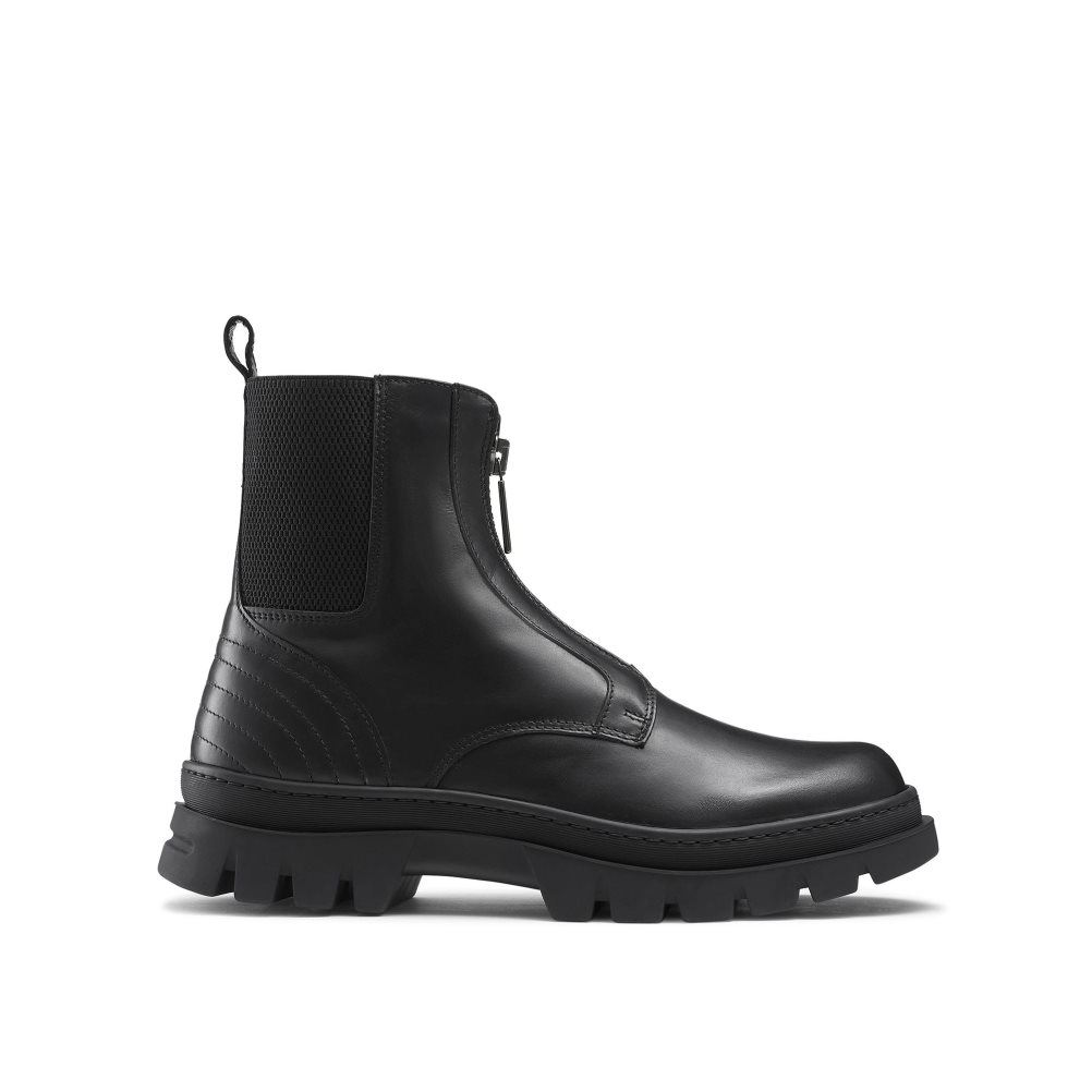 Black Russell And Bromley Zip Wire Dryleks Zip Up Men\'s Ankle Boots | CA-0653O
