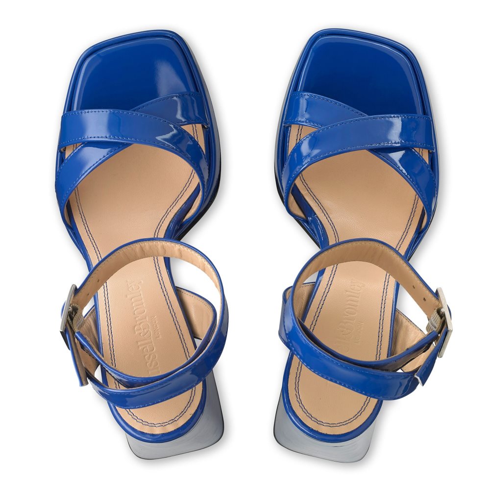 Blue Russell And Bromley Groovybaby Platform Women's Heels Sandals | CA-7196D